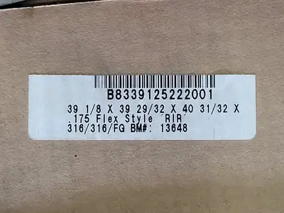 Gasket Flex Style RIR 316/316/FG, 39-1/8" x 39-29/32" x 40-31/32" x 0.175"