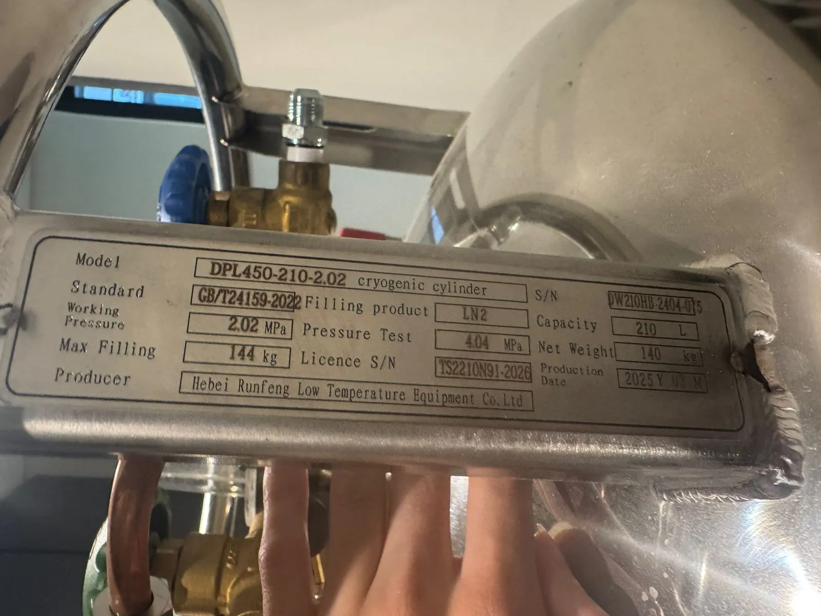 NEW 2025 Nitrogen tanks Cryogenic Cylinder DPL450-210-2.20