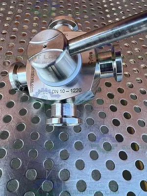 USED GE HEALTHCARE SALVI DN10 1220 4-WAY 316 VALVE 18-1012-57 W/3/4" SANITARY FITTING