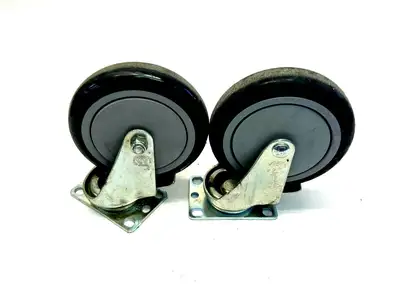USED DURABLE SUPERIOR CASTERS SERIES 14 FLAT TREAD SWIVEL MOUNT CASTERS
