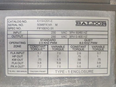 USED BALDOR ID15H201-E