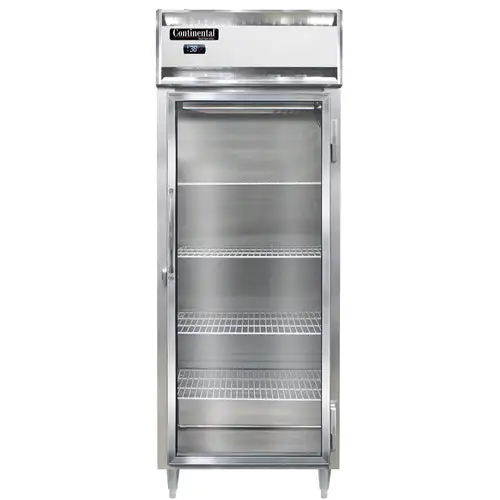 Continental D1RENSAGD 28 1/2" One Section Reach In Refrigerator, (1) Right Hinge Glass Door, Top Compressor, 115v