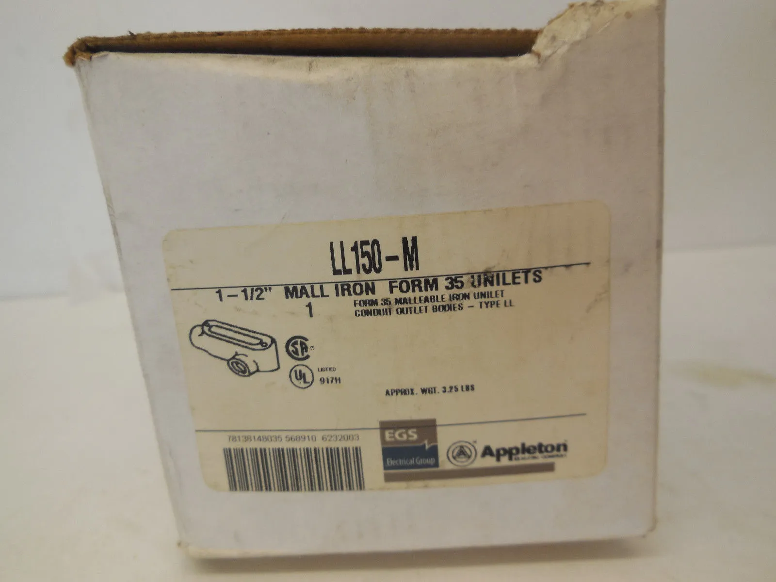 NEW APPLETON LL150-M MALL IRON UNILET LL150M