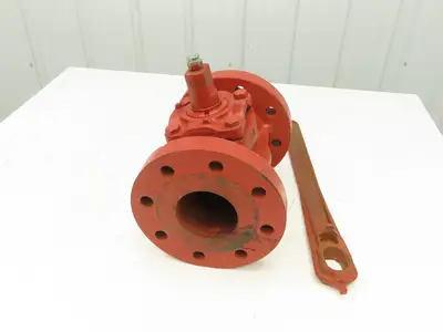 Rockwell Nordstrom 500 CWP 4 Plug Valve 4" Cast Iron 10" Flange 8 Hole W Wrench
