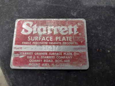 36" X 24" X 8" STARRETT BLACK PRECISION INSPECTION GRANITE SURFACE PLATE WITH STAND: STOCK 23106