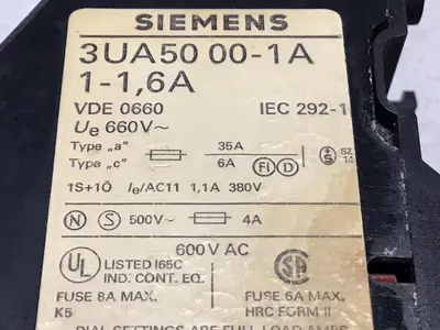 Used SIEMENS 3UA5000-1A Relays & Switches Michigan US | Ideal Machinery #1269693