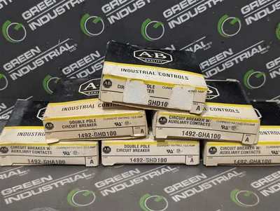 Lot of 6 Allen Bradley 1492-GHD100 Double Pole Circuit Breakers 10A 125VAC New NIB