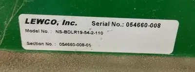 USED LEWCO NS-BDLR19-54-2-110, 57'' X 10' BELT CONVEYOR