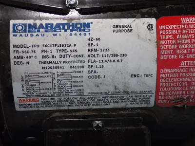 USED MARATHON ELECTRIC FPD 56C17F15512A P