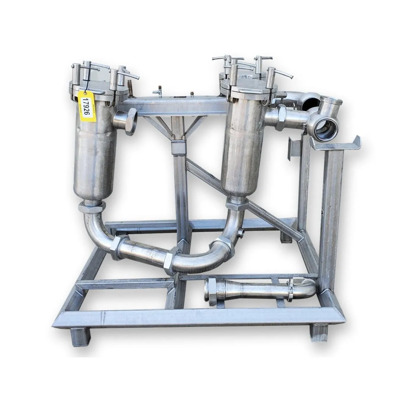 Used Stainless Steel Sanitary Basket Strainer Filter Housings [rack of three]