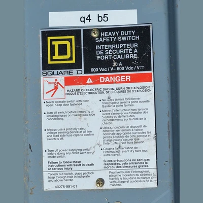 Square D 30 Amp Non-Fusible Disconnect