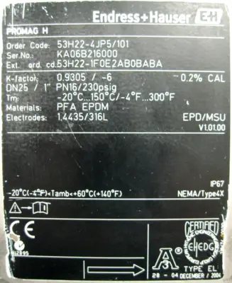 USED Endress+Hauser 53H22-1F0E2AB0BABA