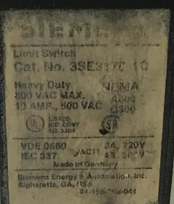 USED SIEMENS 3SE3 170-1C
