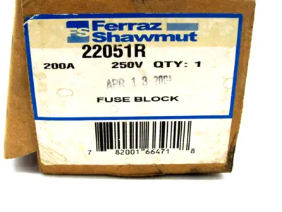 NEW FERRAZ SHAWMUT 22051R FUSE BLOCK 200A 250V