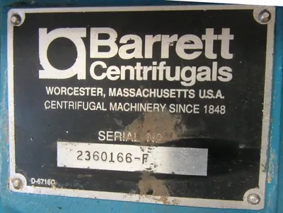 Barrett 236 Clarifuge centrifuge, SS.