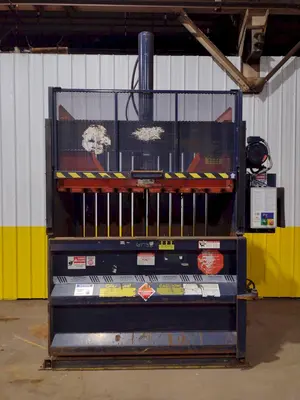 72" X 30" JV MFG CRAM A LOT MODEL #VB-72-B VERTICAL HYDRAULIC CARDBOARD BALER: STOCK #18054