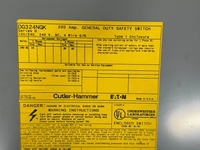 Used CUTLER HAMMER DG324NGK Disconnects Ohio US | HGR 24 #1186218