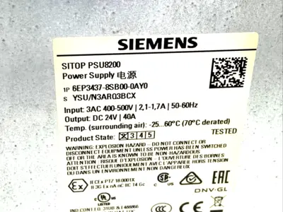 USED SIEMENS SITOP PSU8200 STABALIZED POWER SUPPLY 24 V/40 A