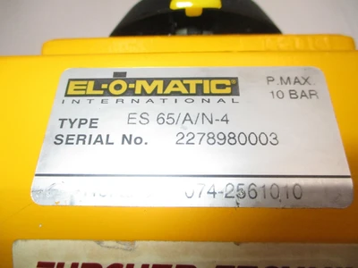USED EL-0-MATIC ES 65/A/N-4 ACTUATOR and Parker 2341NAKBJM1 + BACH