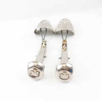 Vintage Metal Foot Guards Pair - Perforated Shields with Straps (Industrial Safety)