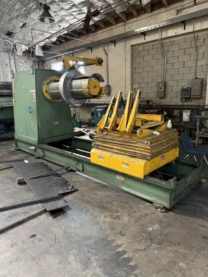 20,000 LB X 54" COE CPR-PC-20954 POWERED COIL REEL/UNCOILER WITH COIL CAR. STOCK # 0225026