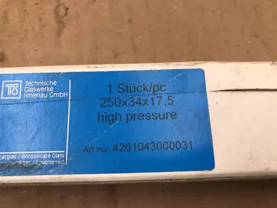 ILMADUR High Pressure Clear Flat Gauge / Sight Glass 250x34x17.5mm -NIB