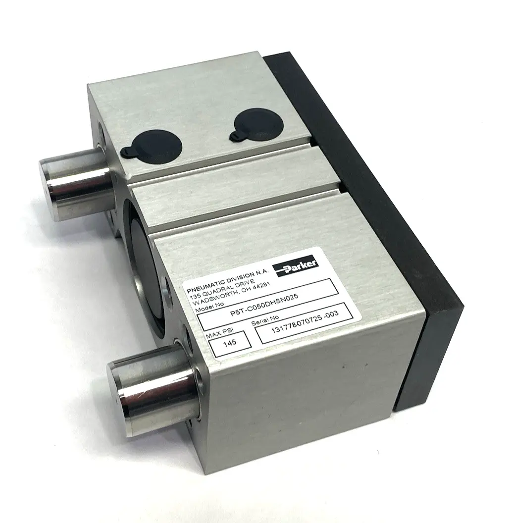 USED PARKER PNEUMATIC GUIDED SLIDE CYLINDER, 50MM BORE, 25MM STROKE