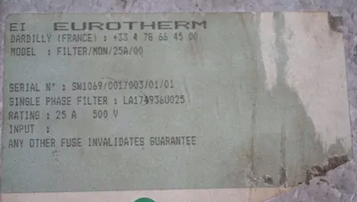 USED EUROTHERM FILTER/MON/25A/00 SERIAL FILTER