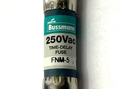 USED COOPER BUSSMANN TIME-DELAY MIDGET FUSE 250V 5A LOT OF 2