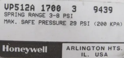 NEW HONEYWELL VP512A-1700-3 VENTILATOR VALVE 3/4" 3-8 PSI VP512A17003