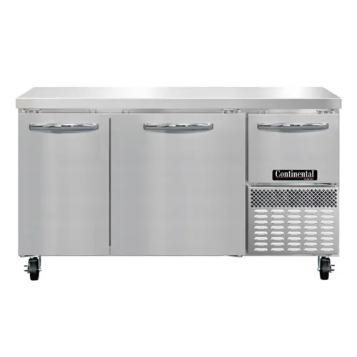 Continental FA60SN 60"W Worktop Freezer W/ (3) Sections & (3) Doors, 115v