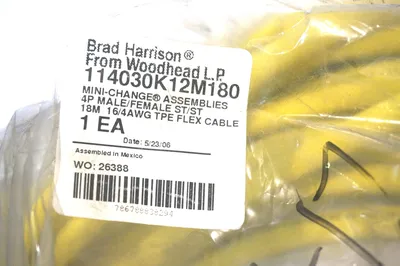 NEW BRAD HARRISON 114030K12M180 CABLE ASSEMBLY