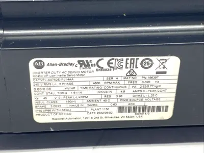 Used Allen Bradley VPL-A0752E-PJ14AA, Kinetix VP Servo Motors Michigan US | Maverick Industrial Sales #1398624