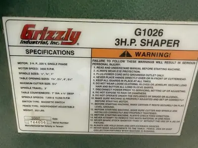 USED GRIZZLY G1026