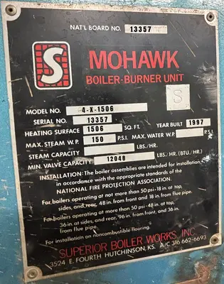 Used 1997 SUPERIOR BOILER 4-X-1506 Boilers Ohio US | C3 SURPLUS LLC #1306965