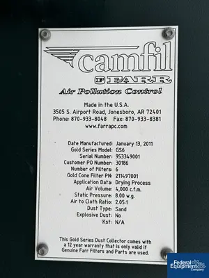 USED Camfil Camfil Farr Model GS6 Carbon Steel Dust Collector