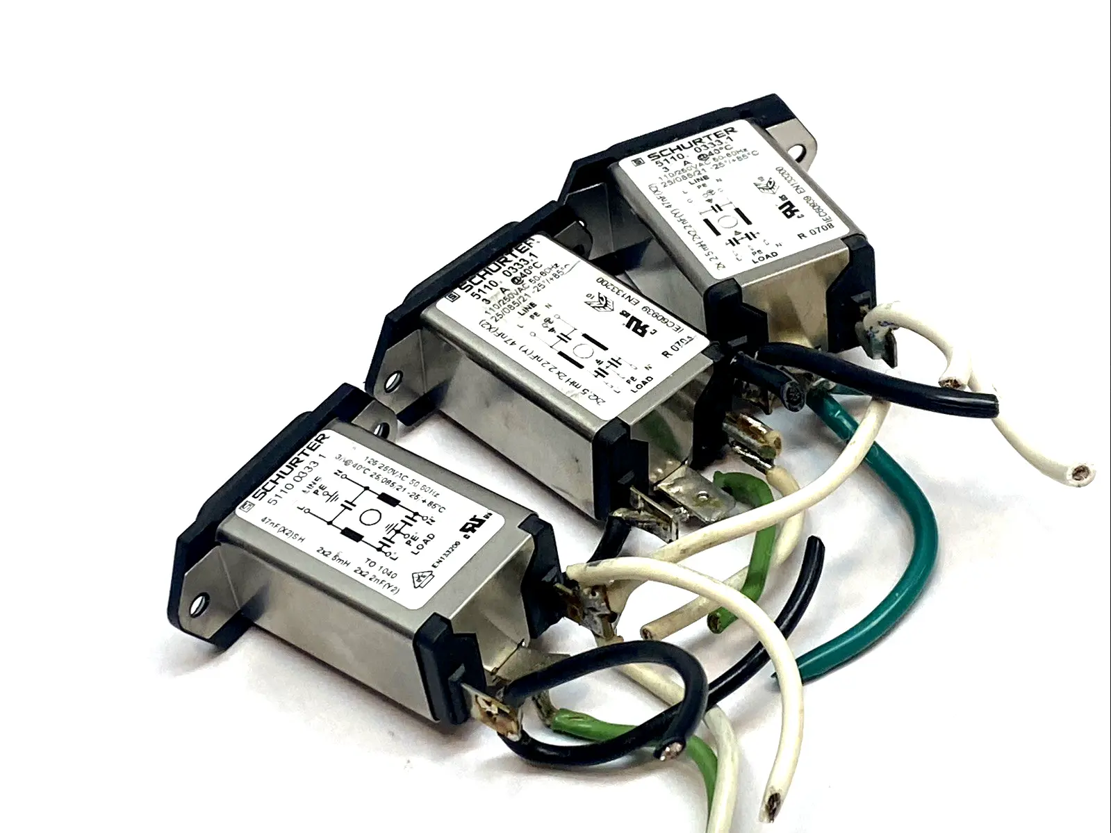 USED SCHURTER FILTERED POWER INLET 3A 250VAC PANEL MOUNT LOT OF 3