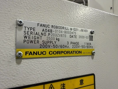 2020 FANUC ROBODRILL ALPHA D21LIB5 ADV Vertical Machining Centers | Tight Tolerance Machinery (10)