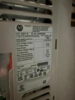 20 HP ALLEN BRADLEY POWERFLEX 755 DRIVE CAT. 20G11NE022AA0NNNNN 600V