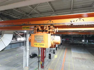 Cleveland Tramrail P&H 1/2 Ton Single Girder Underhung Bridge Crane 45' 10" Span
