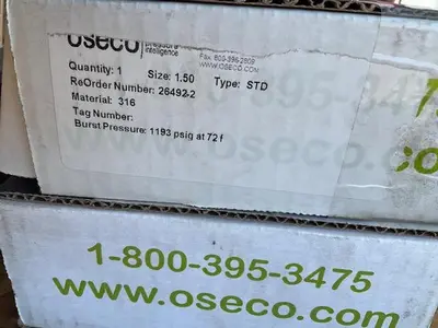 OSECO 1.5” STD Rupture Disk PN 26492-2