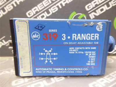 ATC Series 319 on Delay Adjustable Time Delay Relay 0 - 100 Seconds Used