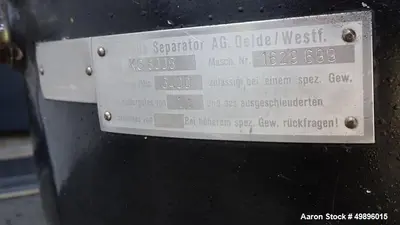 Used WESTFALIA KG 8006 Disc Batch Centrifuges Illinois US | Aaron Equipment #84676