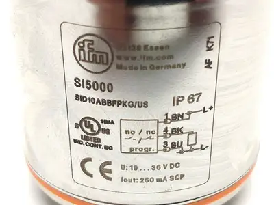 SI5000, SID10ABBFPKG/US-100, SID10ABBFPKG/US | ifm SI5000 Flow Monitor 19-36VDC PNP SID10ABBFPKG/US - For parts or not working