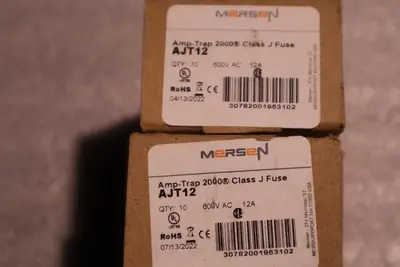 MERSEN FERRAZ SHAWMUT AJT12 12AMP 600V CLASS J TIME DELAY FUSE QTY 10 STOCK 5821