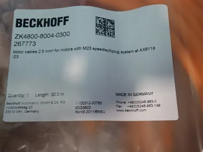 New | in-Stock BECKHOFF ZK480080040300 Cable & Wire Ohio US | HGR 24 #1006629