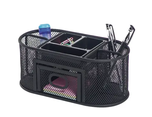 Office Depot Mesh Oval Desk Organizer, Black