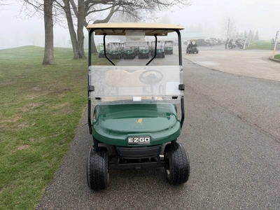 (1) 2014 E-Z-Go golf cart with a Kawasaki gas engine, includes canopy, ball carrier, fold-down winds...