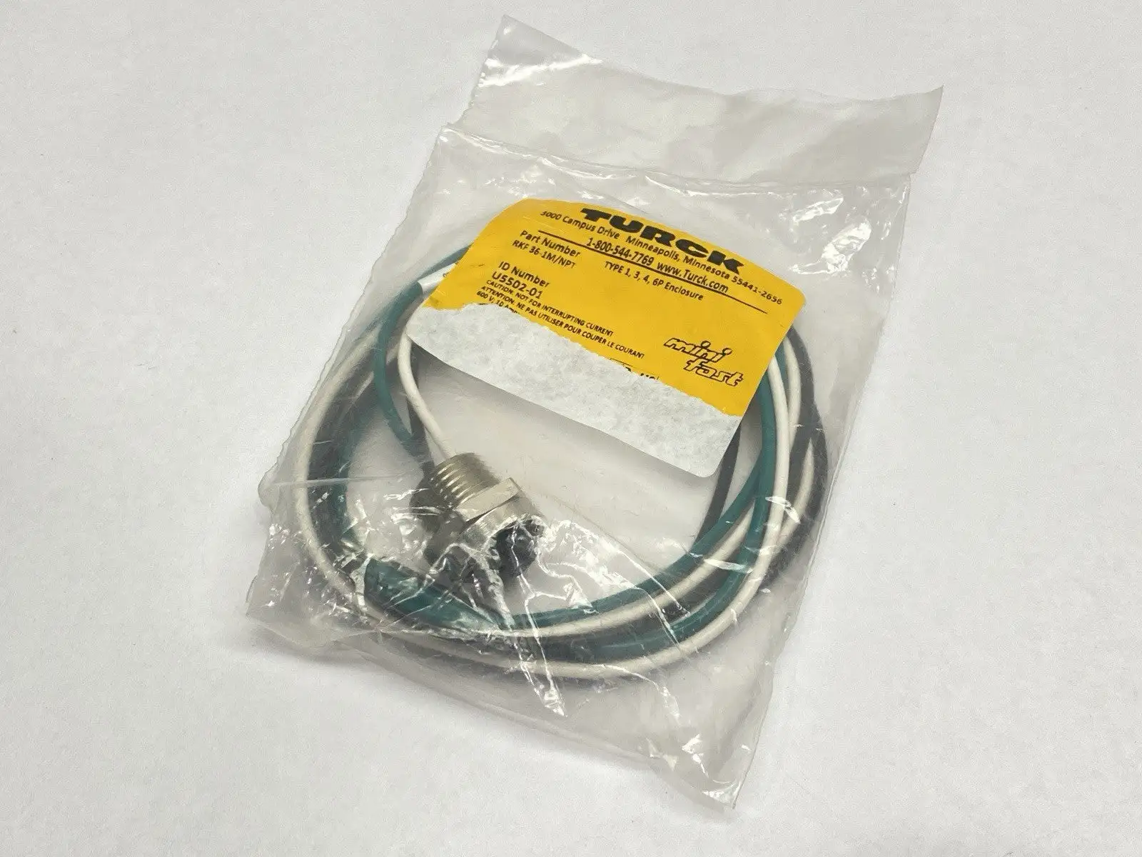 RKF 36-1M/NPT | Turck  Bulkhead Connector Female 7/8"-16UN 3-Pin 1m U5502-01 - New