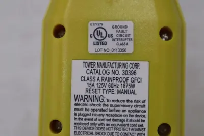 NEW Ground Fault Circuit Interrupter by Tower E-174279 Class A STOCK H1209